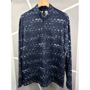 Adidas Core Print ¼ Zip Men’s XL Golf Navy Blue Geometric AOP Pullover Fr Terry